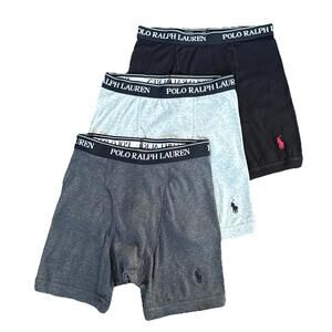 SET OF 3 Polo Ralph Lauren Classic Fit S Cotton Boxer Briefs Gray Black